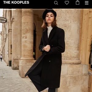 NWT The Kooples luxury wool double breasted designer long midi length coat